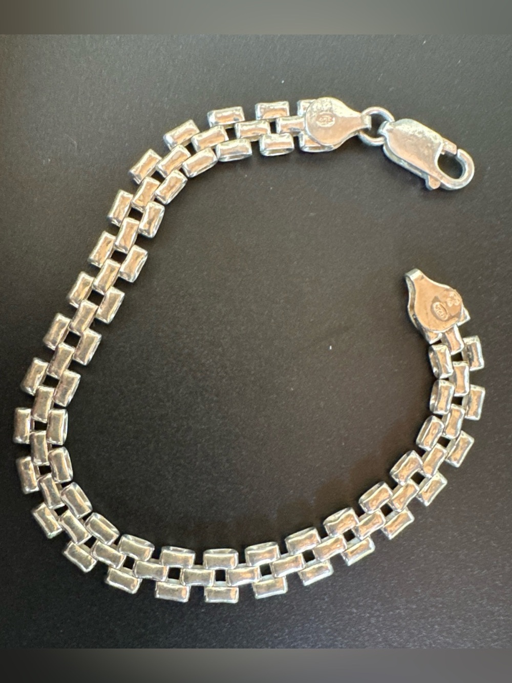 Vintage ITALY Sterling Silver Bracelet 925 Panther Chain Bracelet Triskelion 7.5